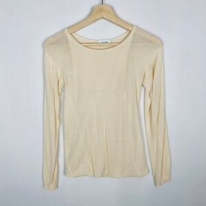 Lemaire Womens Cream Viscose Blend Long Sleeve Knit Top Size M Made in Italy